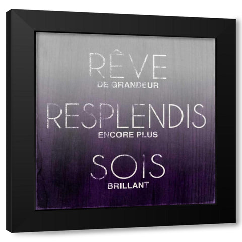 Dream, Sparkle, Shine (French) Black Modern Wood Framed Art Print by SD Graphics Studio