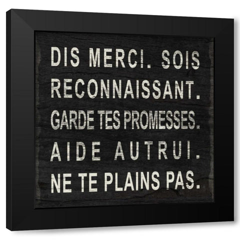 Say Thank You (French) Black Modern Wood Framed Art Print with Double Matting by SD Graphics Studio