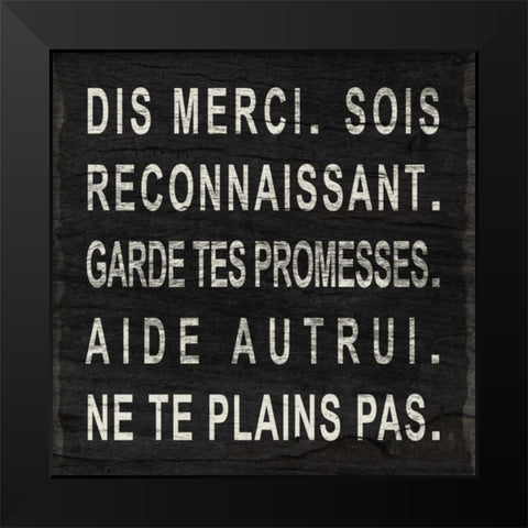 Say Thank You (French) Black Modern Wood Framed Art Print by SD Graphics Studio