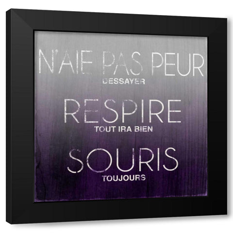 Reach, Breathe, Smile (French) Black Modern Wood Framed Art Print with Double Matting by SD Graphics Studio