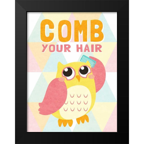 Comb your Hair Black Modern Wood Framed Art Print by SD Graphics Studio