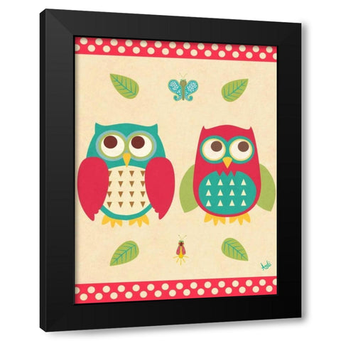 Wise Owls II Black Modern Wood Framed Art Print with Double Matting by Metz, Andi