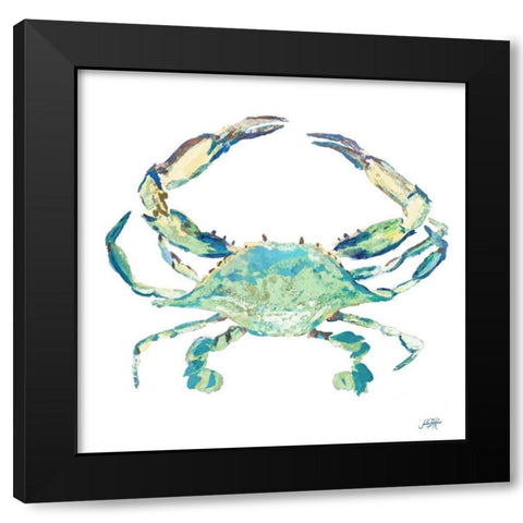 Sea Life in Blues II (crab) Black Modern Wood Framed Art Print by DeRice, Julie
