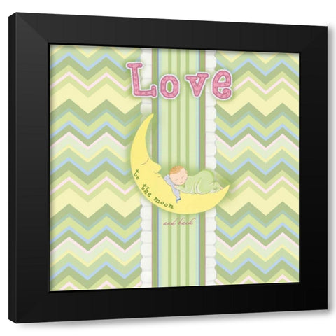 Sleepy Moon I Black Modern Wood Framed Art Print by Metz, Andi