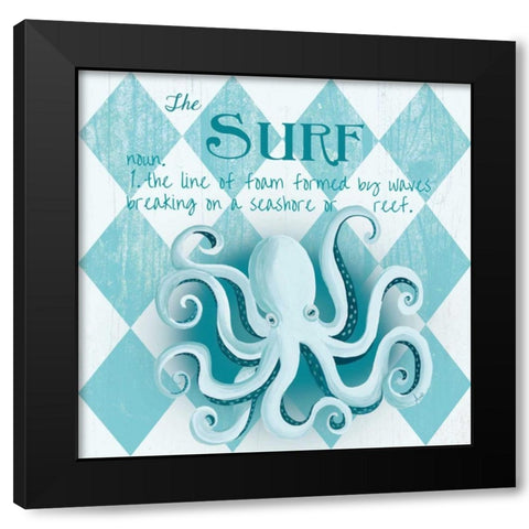 The Surf Border Black Modern Wood Framed Art Print by Metz, Andi