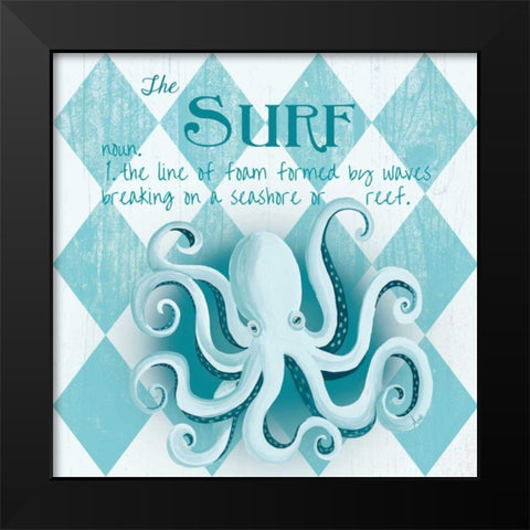 The Surf Border Black Modern Wood Framed Art Print by Metz, Andi