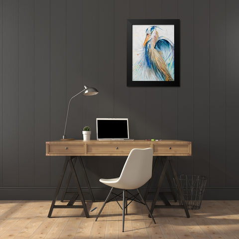 New Blue Heron II Black Modern Wood Framed Art Print by Pinto, Patricia