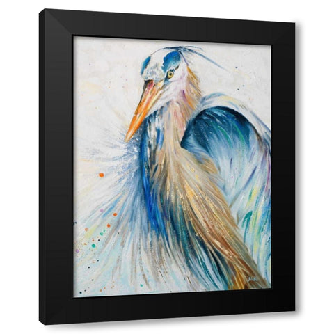 New Blue Heron II Black Modern Wood Framed Art Print by Pinto, Patricia
