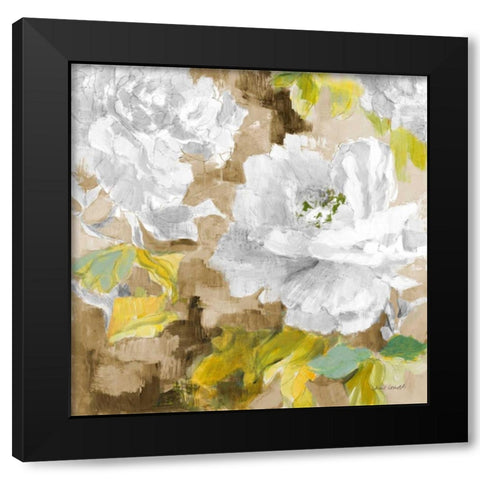 White Modern Peonies I Black Modern Wood Framed Art Print with Double Matting by Loreth, Lanie