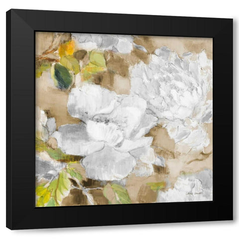 White Modern Peonies II Black Modern Wood Framed Art Print with Double Matting by Loreth, Lanie