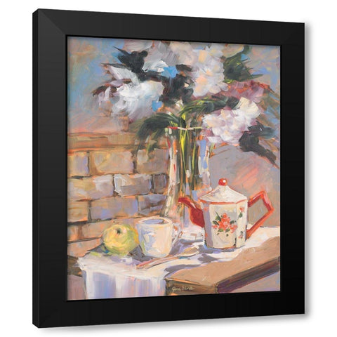 Tea Rose Black Modern Wood Framed Art Print by Slivka, Jane