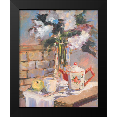 Tea Rose Black Modern Wood Framed Art Print by Slivka, Jane
