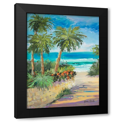 Palm Path Black Modern Wood Framed Art Print with Double Matting by Slivka, Jane