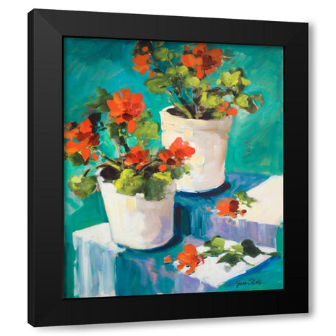 Potted Poppies Black Modern Wood Framed Art Print with Double Matting by Slivka, Jane