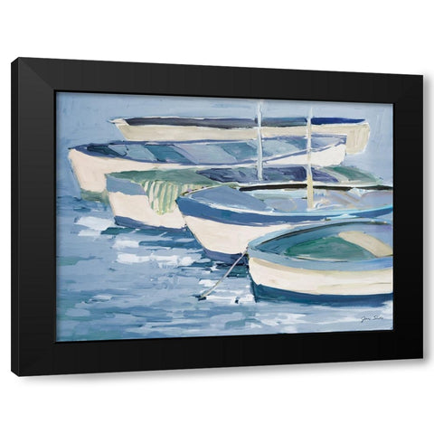 Blue Row Your Boats Black Modern Wood Framed Art Print by Slivka, Jane