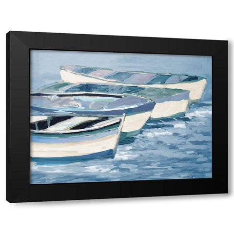 Blue Keep Rowing Black Modern Wood Framed Art Print with Double Matting by Slivka, Jane