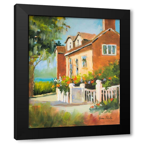 Summertime Cottage Black Modern Wood Framed Art Print by Slivka, Jane