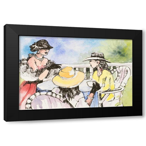 Tea Party Black Modern Wood Framed Art Print with Double Matting by Slivka, Jane