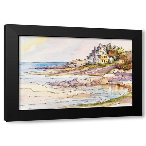 Waterfront II Black Modern Wood Framed Art Print with Double Matting by Slivka, Jane