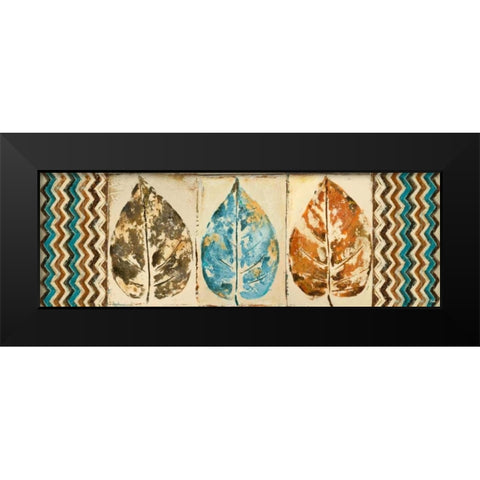 Chevron Leaves Panel II Black Modern Wood Framed Art Print by Pinto, Patricia