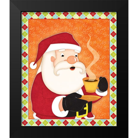 Santa with Hot Chocolate Black Modern Wood Framed Art Print by Josefina