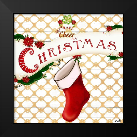 Gold Christmas Cheer I Black Modern Wood Framed Art Print by Metz, Andi