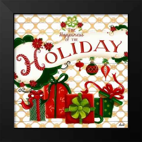 Gold Christmas Cheer II Black Modern Wood Framed Art Print by Metz, Andi