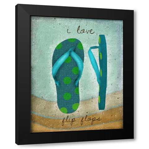 I Love Flip-flops Black Modern Wood Framed Art Print with Double Matting by Albert, Beth