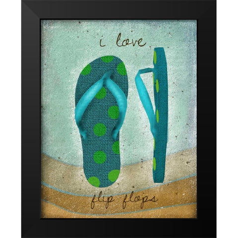 I Love Flip-flops Black Modern Wood Framed Art Print by Albert, Beth