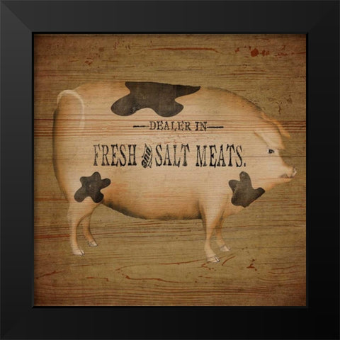 Pig Sign Black Modern Wood Framed Art Print by Albert, Beth