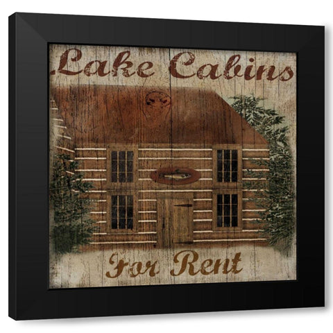Lake Cabin Black Modern Wood Framed Art Print with Double Matting by Albert, Beth