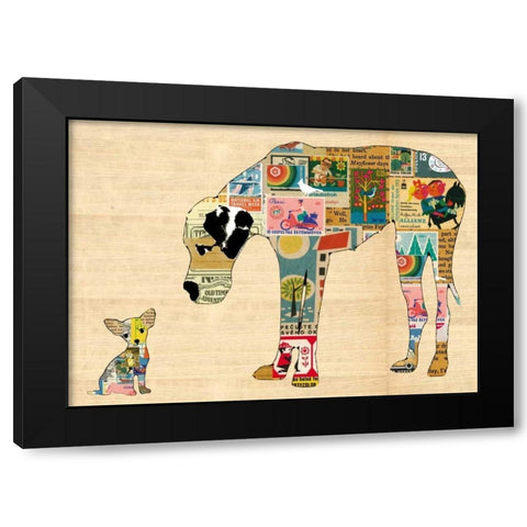 Big dog little dog Black Modern Wood Framed Art Print with Double Matting by Schoen, Claudia