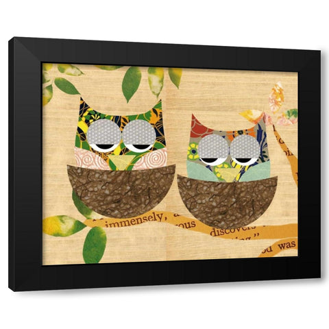 Tree Owls Black Modern Wood Framed Art Print by Schoen, Claudia