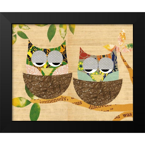 Tree Owls Black Modern Wood Framed Art Print by Schoen, Claudia
