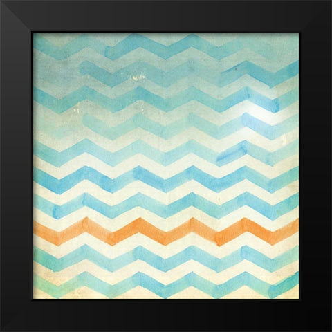 Chevron Blue Black Modern Wood Framed Art Print by Drotz, Dallas