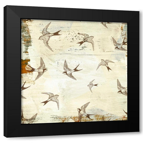 Swallow Pattern Black Modern Wood Framed Art Print with Double Matting by Drotz, Dallas