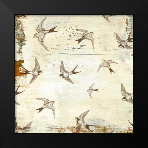 Swallow Pattern Black Modern Wood Framed Art Print by Drotz, Dallas