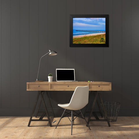 Long pier Black Modern Wood Framed Art Print by Minton, Flo
