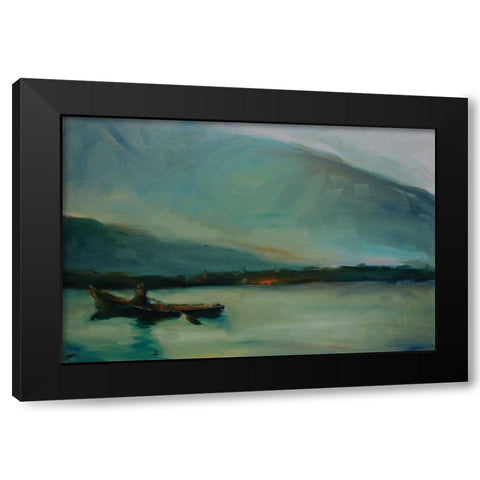 Orange Shore Black Modern Wood Framed Art Print by Hoffman, Kate