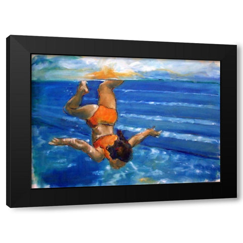 Watergirl Black Modern Wood Framed Art Print with Double Matting by Hoffman, Kate