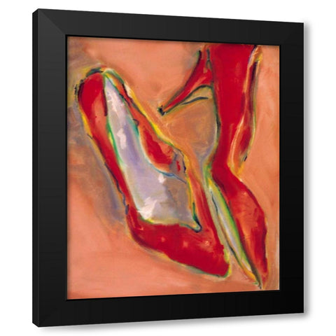 Red Shoes Black Modern Wood Framed Art Print with Double Matting by Hoffman, Kate
