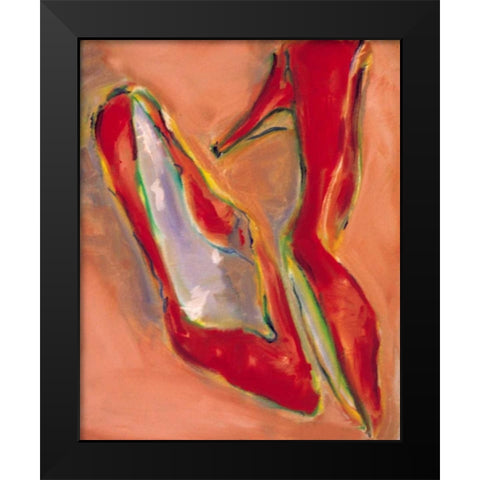 Red Shoes Black Modern Wood Framed Art Print by Hoffman, Kate