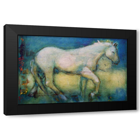 White Horse 1 Black Modern Wood Framed Art Print by Hoffman, Kate