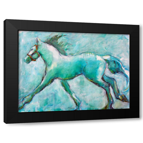 Running Horse Black Modern Wood Framed Art Print by Hoffman, Kate