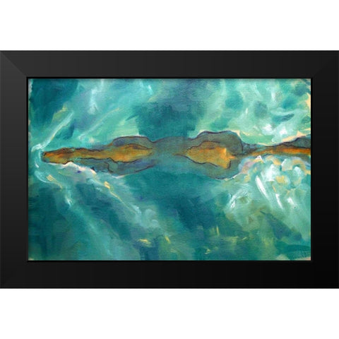 Horse Swimming Black Modern Wood Framed Art Print by Hoffman, Kate