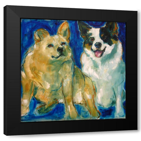 Pooches Black Modern Wood Framed Art Print by Hoffman, Kate
