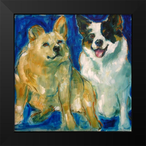 Pooches Black Modern Wood Framed Art Print by Hoffman, Kate