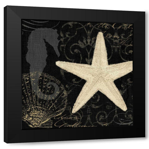 Coastal Moonlight I Black Modern Wood Framed Art Print with Double Matting by Pela Studio