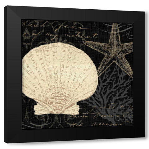 Coastal Moonlight II Black Modern Wood Framed Art Print with Double Matting by Pela Studio