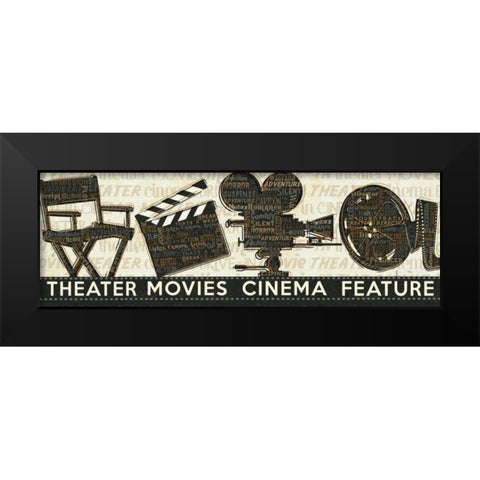 Cinema Black Modern Wood Framed Art Print by Pela Studio